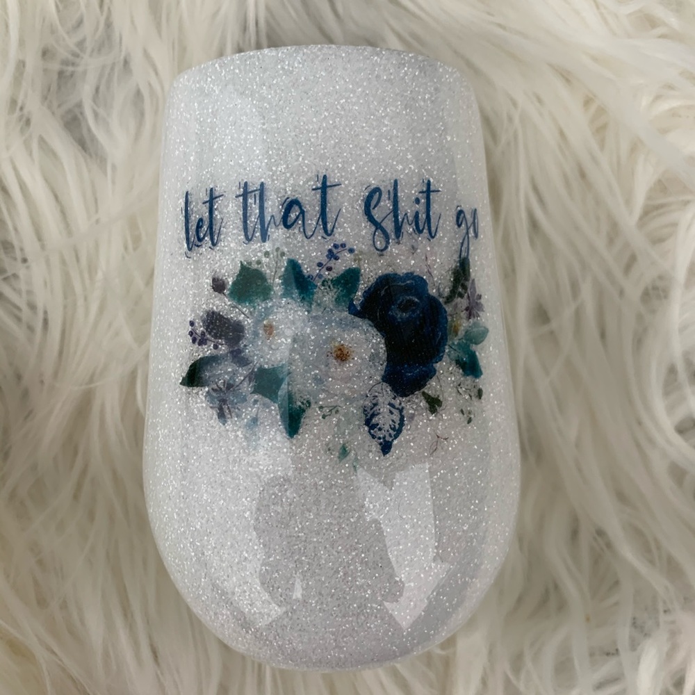 Let it go glitter wine tumbler